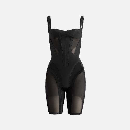 Mugler Mesh Corset Bodysuit - Black | 38
