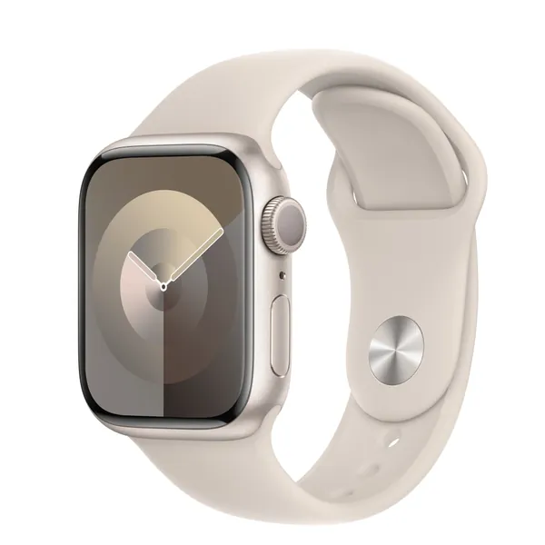 Apple Watch Series 9 GPS, 41mm Starlight Aluminum Case with Starlight Sport Band - S/M