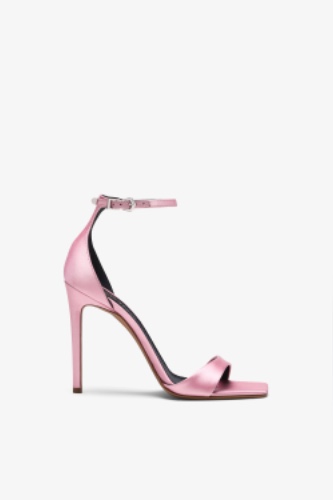 Pink glossy leather stiletto sandal