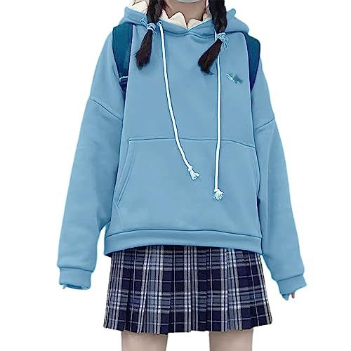 Giraropa Women Cute Shark Hoodie Sweatshirt Long Sleeve Drawstring with One Pocket Kawaii Animal Shape Hooded Pullover - X-Large - Blue