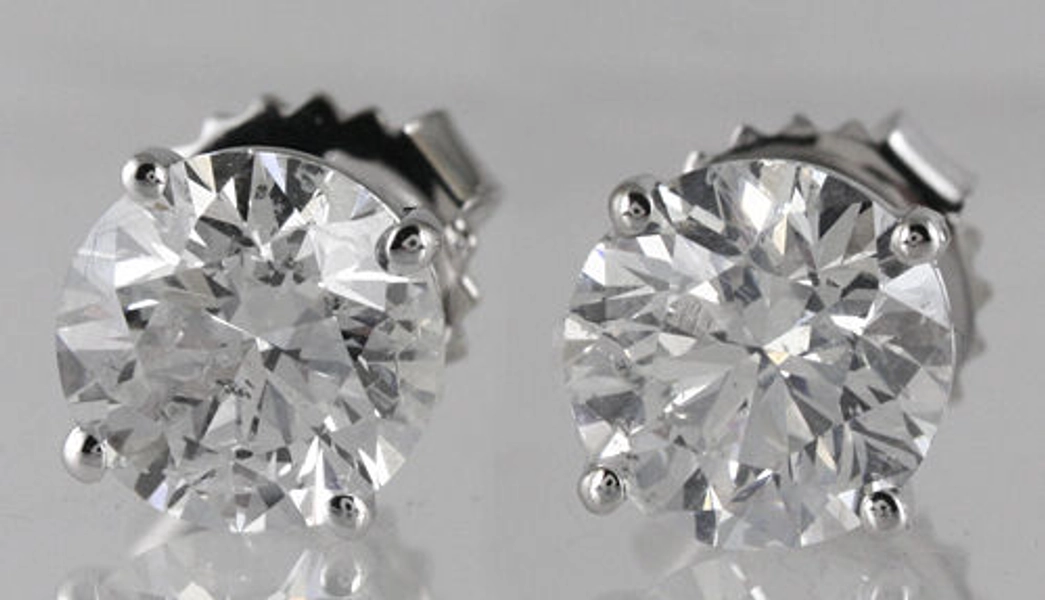 20.10 ct GIA E VVS2 round diamond solitaire stud earrings platinum screw backs