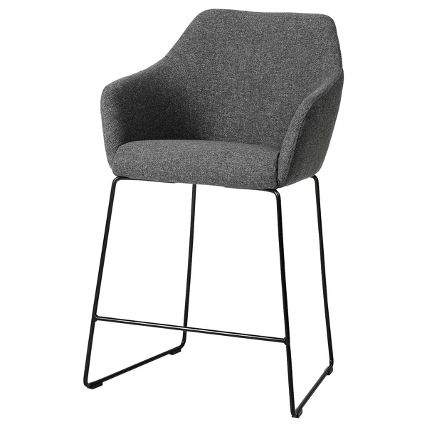 TOSSBERG bar stool with backrest, metal black/Gunnared dark gray - IKEA
