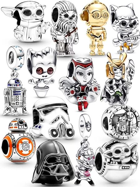 Silver-Plated Alien Warrior Character Series Charm Bead Pendant, Compatible With Original DIY Bracelet, Women's Birthday Fashion Jewelry Gift