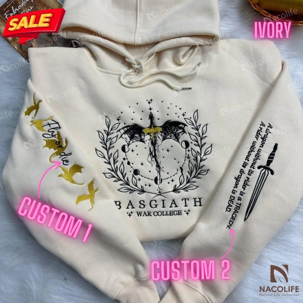 Fourth Wing Embroidered Sweatshirt, Fourth Wing Hoodie, Fourth Wing Sweatshirt, Custom Basgiath War College, Dragon Rider, Fantasy Reader