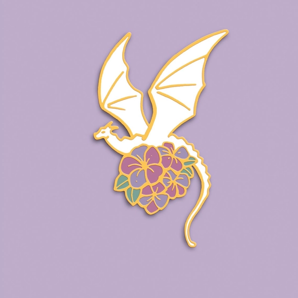 Floral Dragon - Open Edition Art Pin — Naomi VanDoren