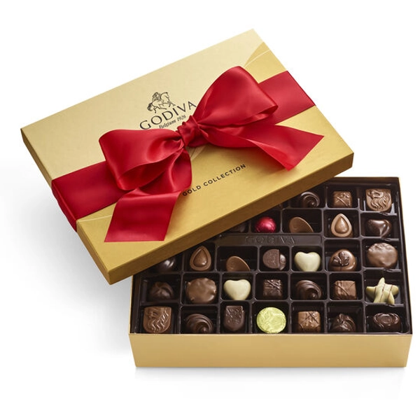 Assorted Chocolate Gift Box, Solid Red Ribbon