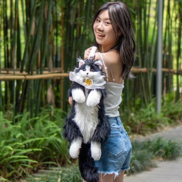 Cat Backpack-Chongker Handmade Realistic Cat Plush Backpack-Cute Cat Fashion Novelty Bag-Exquisite Handicraft Gift for Cat Lover Birthday