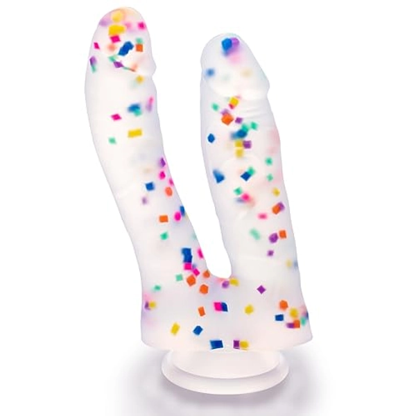 Realistic Double-Ended Dildo G-Spot Stimulation - 7 Inch Silicone Flexible Dildo with Flared Suction Cup for Hands-Free Play, with Curved Shaft for Vaginal Anal Orgasmic Adult Sex Toys for Women Men