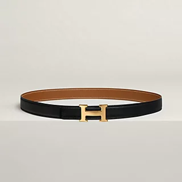 Mini H belt buckle & Reversible leather strap 24 mm