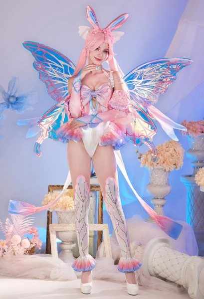 Miccostumes x Sunset Dragon PM Cosplay Kostüm Feen Bodysuit Ärmel mit Kopf Accessoire Rock