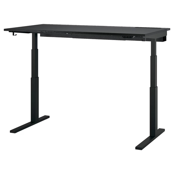 MITTZON Desk sit/stand - electric black stained ash veneer/black 63x31 1/2 "