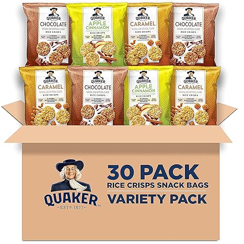 Quaker Rice Crisps, Gluten Free, 3 Flavor Sweet Variety Mix, 0.91oz Bags (Pack of 30) - Sweet Variety Pack - 0.91 Ounce (Pack of 30)