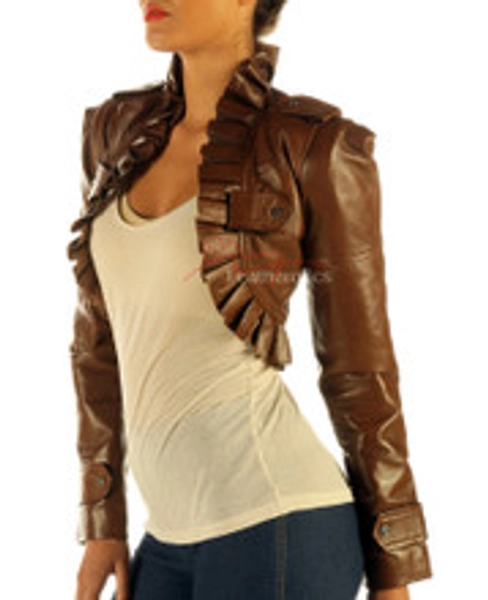 Ladies Antique Brown Leather Waistcoat Steampunk Top