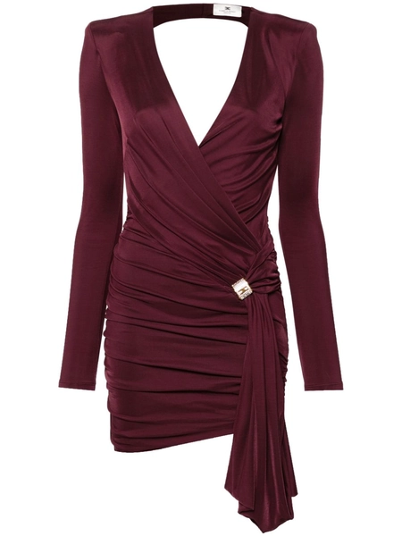 Elisabetta Franchi jewel-detail Draped Mini Dress | Red | FARFETCH