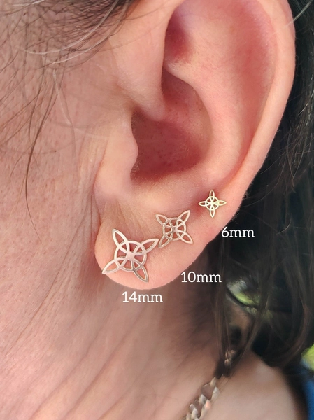 Witch Knot Stud Earrings + FREE Random Pair of Earrings - Sterling Silver Earrings - Statement Small Studs - Cute Vintage Earrings