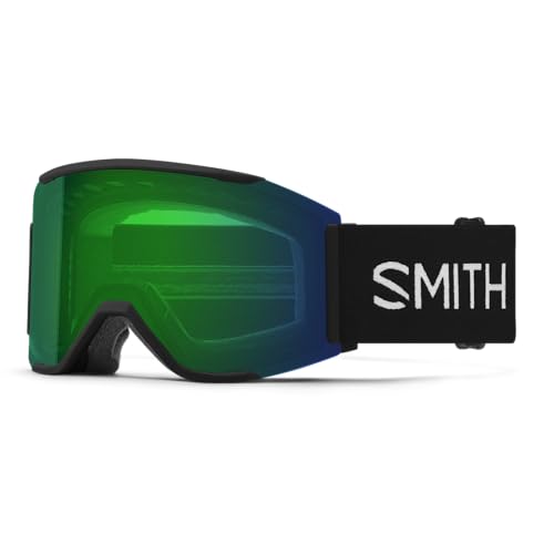 SMITH Squad MAG Goggles with ChromaPop Lens – Easy Lens Change Technology for Skiing & Snowboarding – For Men & Women - One Size - Black Chromapop Everyday Green Mirror