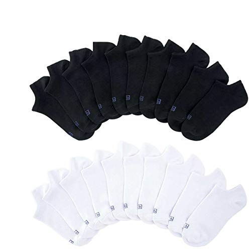 KBell Ladies' No Show Sock, 10-pair - 8-12 - Black/White