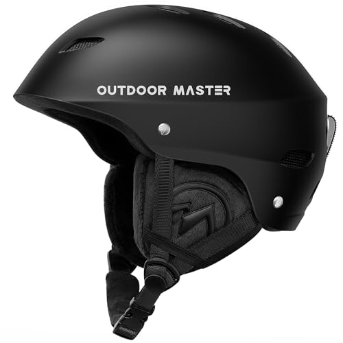 OutdoorMaster Kelvin Ski Helmet - Snowboard Helmet for Men, Women & Youth - Black - Large