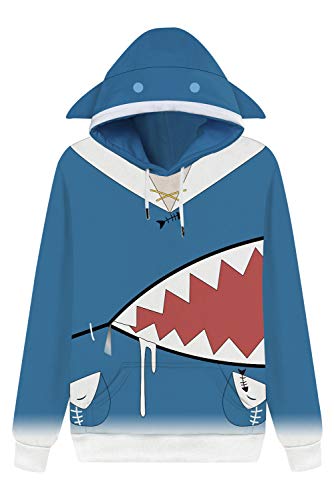 Haocloth VTuber Gawr Gura Hoodies Casual Pullover Hoodie Sweatshirt Hooded Long Sleeve Coat for Girls Gift - Medium - Pullover