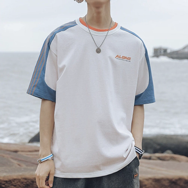 Drop Shoulder T Shirt with Strips