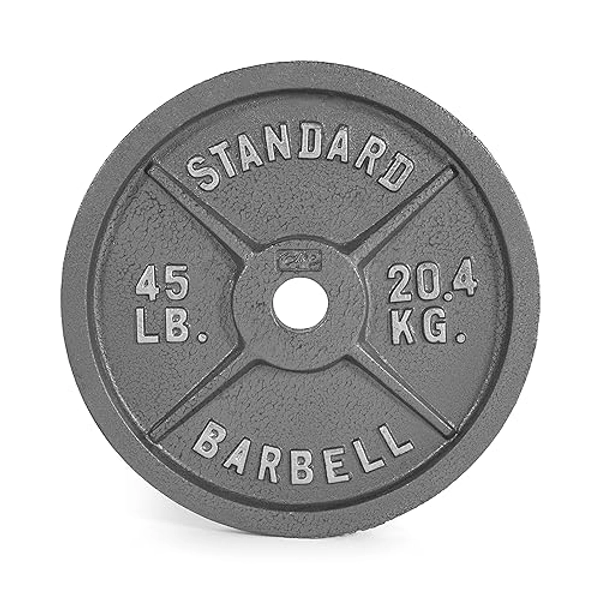 CAP Barbell Olympic 2-Inch Weight Plates Gray | Mulitple Sizes - 45 LBS - Single Plate