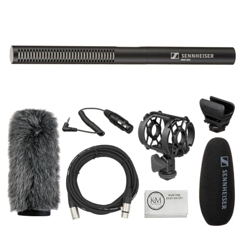 Sennheiser MKE 600 Shotgun Microphone Bundled with Universal Shockmount + Windshield for Shotgun Microphones + 20-Feet XLR Microphone Cable + Cleaning Cloth (5 Items) - MKE 600 + Mount + Windscreen & XLR Cable