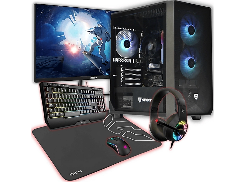 Pack PC gaming | TRENDING PC Frigia, AMD Ryzen 7 5700G, 32 GB RAM, 1 TB SSD, Radeon™ RX Vega 8, Windows 11 Pro, Monitor 24 " Full-HD, Negro | MediaMarkt