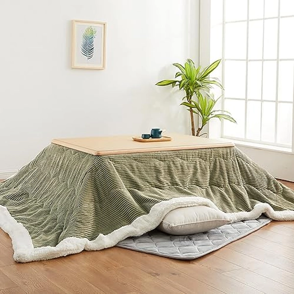 SUZEPER Japanese Kotatsu Table Set,Wood Folding Table Coffee Table,kotatsu Table with Heater and Blanket,Winter Kotatsu Heated Table Stove Table Foot Warmer