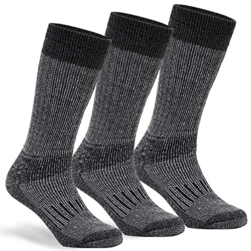 Alvada Warm Thermal Wool Socks for Winter Moisture Wicking and Breathable Cozy Boot Socks - Medium-Large - A8-black (3 Pairs)