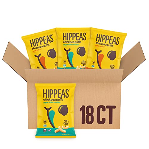 Hippeas Chickpea Puffs, Cheeze Variety Pack: Vegan White Cheddar, Nacho Vibes, 0.8 Ounce (Pack of 18), 3g Protein, 2g Fiber, Vegan, Gluten-Free, Crunchy, Plant Protein Snacks - Cheeze Variety - 0.8 Ounce (Pack of 18)