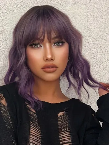 Short Body Wave Synthetic Wig With Bangs