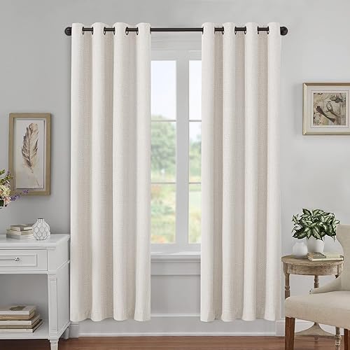 Timeles Blackout Curtains 72 Inches Long, Curtains Blackout Curtains Curtains Linen 2 Panels with Grommets, Room Darkening Curtains with White Liner for Bedroom Living Room 52 x 72 Inches, Ivory - Ivory - 52"W x 72"L (Pack of 2)