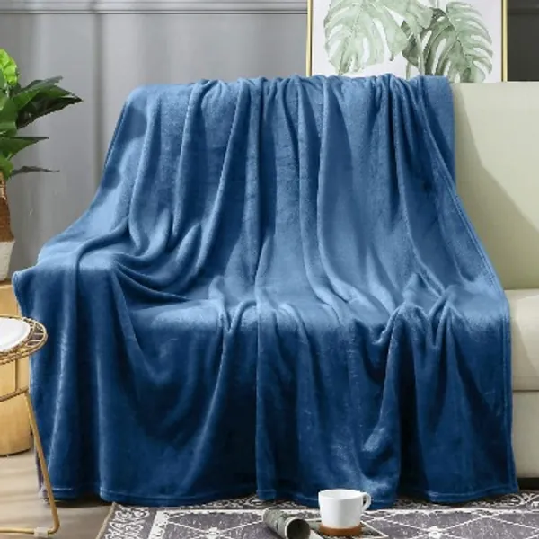 BEAUTEX Fleece Throw Blanket for Couch Sofa or Bed Throw Size, Soft Fuzzy Plush Blanket, Luxury Flannel Lap Blanket, Super Cozy and Comfy for All Seasons (Dusty Blue, 50" x 60")