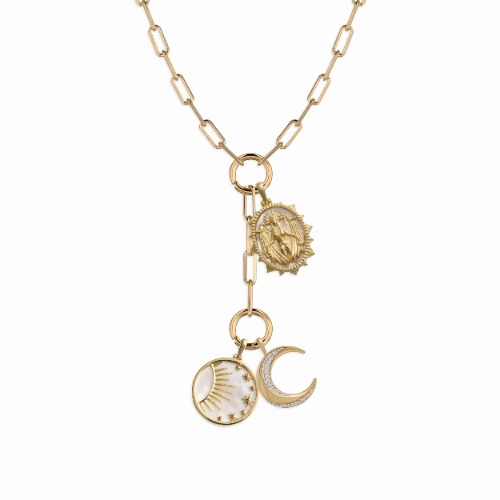 Lilith Moon Charm Lariat - 14K Yellow Gold Vermeil