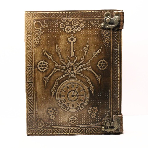 Steampunk Spider Leather Journal - BROWN