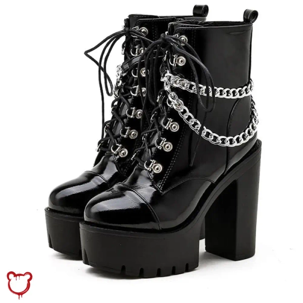 Black Gothic Chain Ankle Boots
