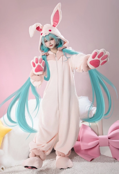 Vocal Cosplay Costume Plush Rabbit Style Jumpsuit with Shoulder Bag