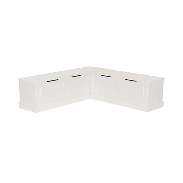 Linon Harris White Solid Pine Backless Nook with Interior Storage