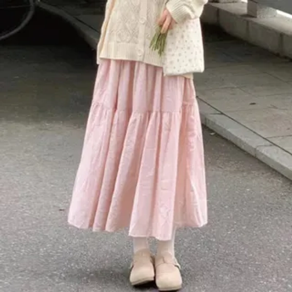 High Rise Plain Maxi A-Line Skirt