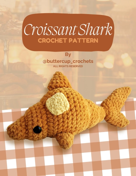Croissant Shark (crochet pattern ONLY) | Buttercupcrochets | Food Animal