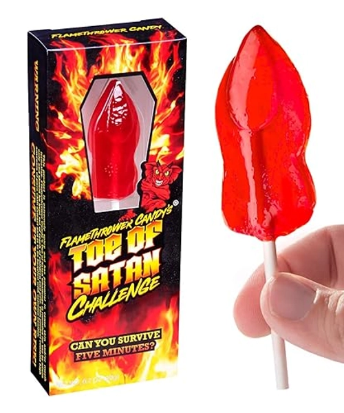 Flamethrower Candy Co Toe of Satan Lollipop One Pack Carolina Reaper Spicy Challenge