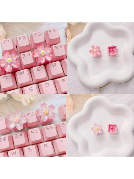 2pcs Pink/Red Keycaps Compatible With Mechanical Keyboards