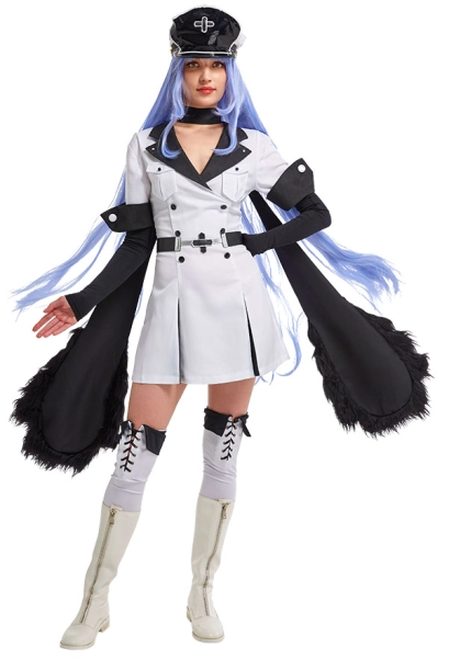 Akame ga Kill Esdeath Cosplay Uniform Kleid Hut Beinen Socken Choker Cosplay Kostüm