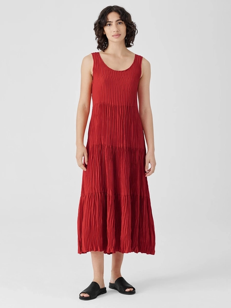 Crushed Silk Tiered Dress