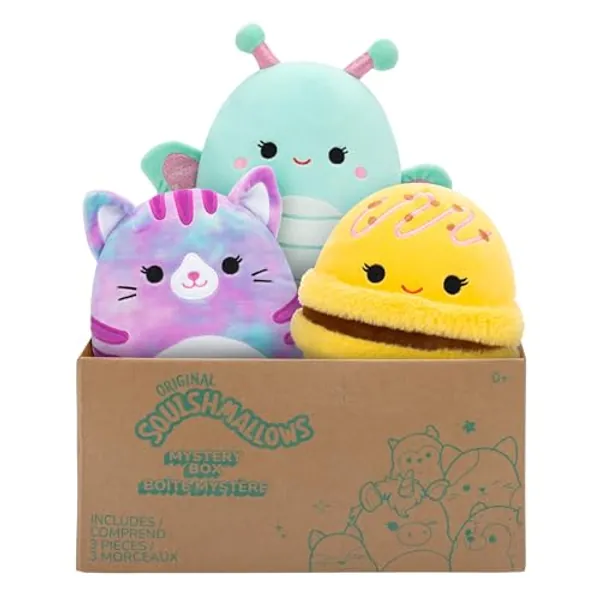 Squishmallows Official Kellytoy 8" Plush Mystery Pack - Styles Will Vary in Surprise Box That Includes Three 8" Plush - Box
