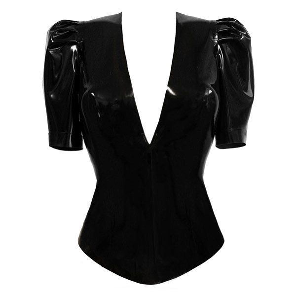 Latex Jessica Top w/ mid V neck in supatex black