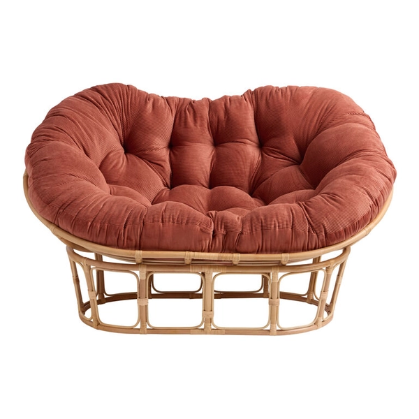 Rust Corduroy Double Papasan Chair Cushion