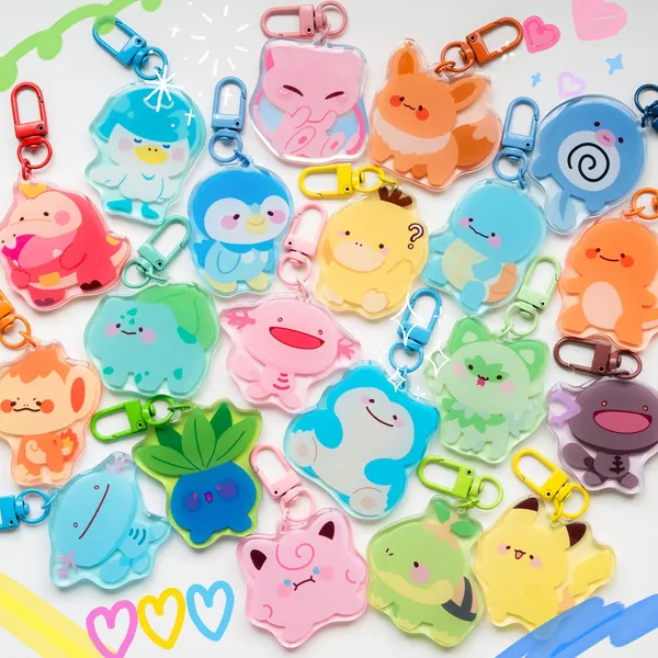 SECONDS - Derpymon Tinted Acrylic Charm Keychains with Epoxy Coating