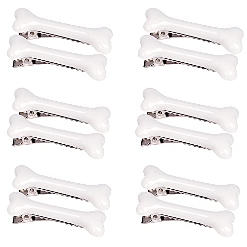 Dog Bone Hair Clips, Halloween Cavegirl Bone Barrette Cosplay Hair Clips, Hmxpls Costume Party Accessories - 12pcs Hairpins - White
