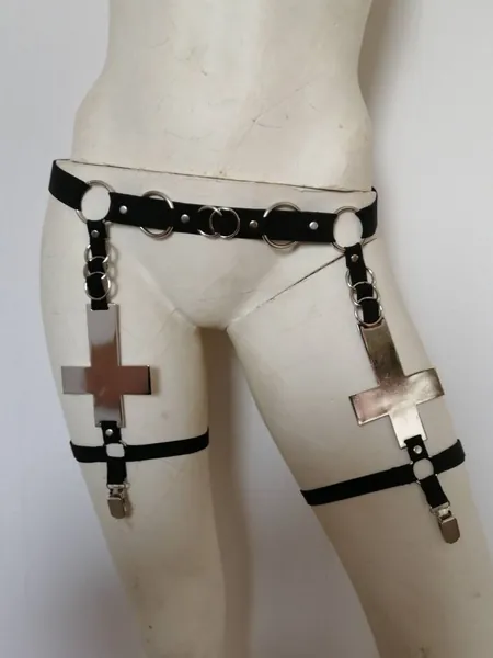 Inverted  metal cross garters